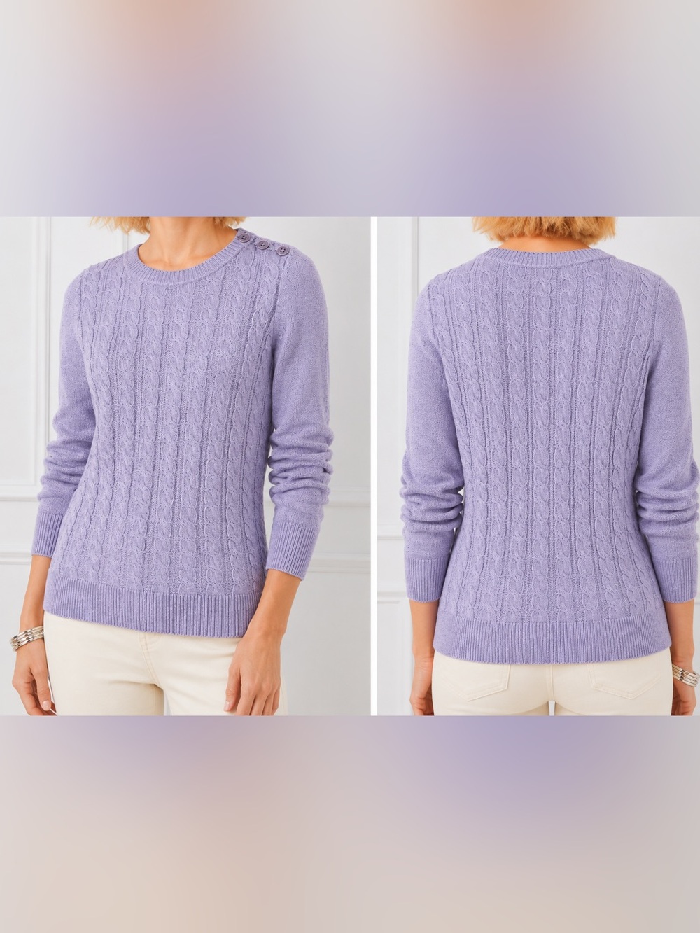 Talbots Light Lavender Cable Knit Sweater